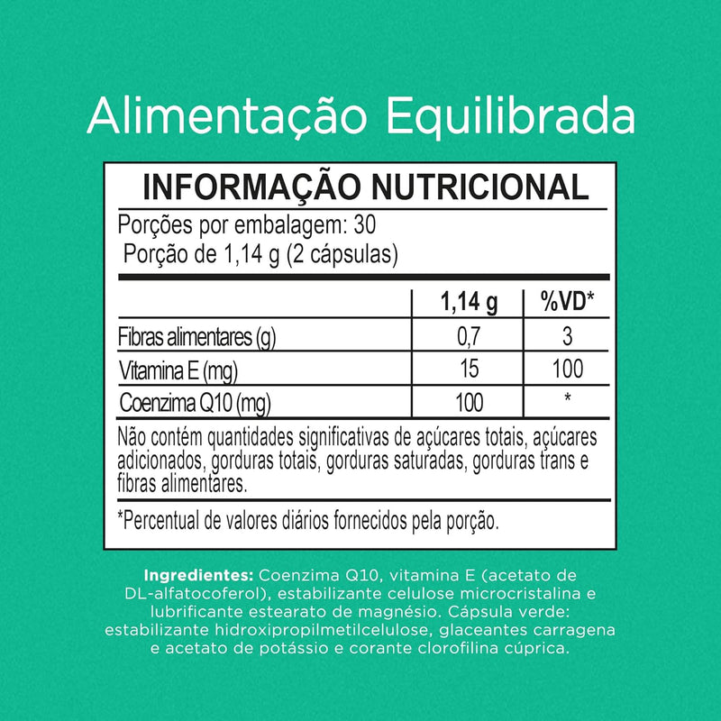 Coenzima Q10  Enriquecido com Vitamina E 60 cápsulas -Nutrify
