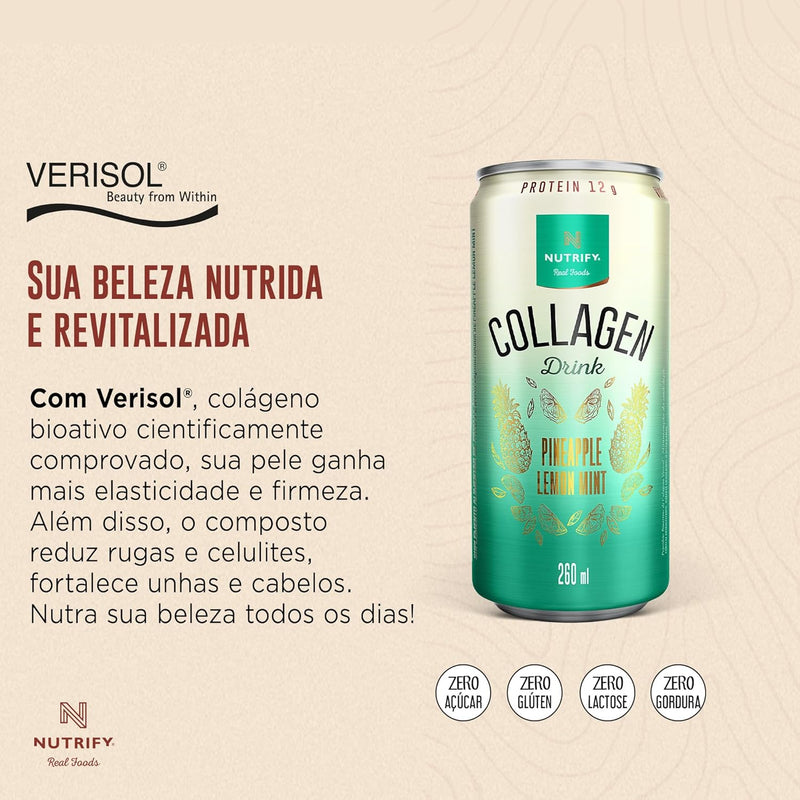 Bebida de Colágeno - Abacaxi com Hortelã e Limão - display com 6 unidades