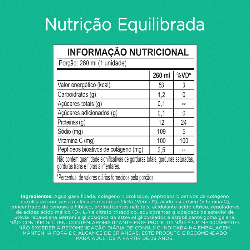 Bebida de Colágeno - Abacaxi com Hortelã e Limão - display com 6 unidades
