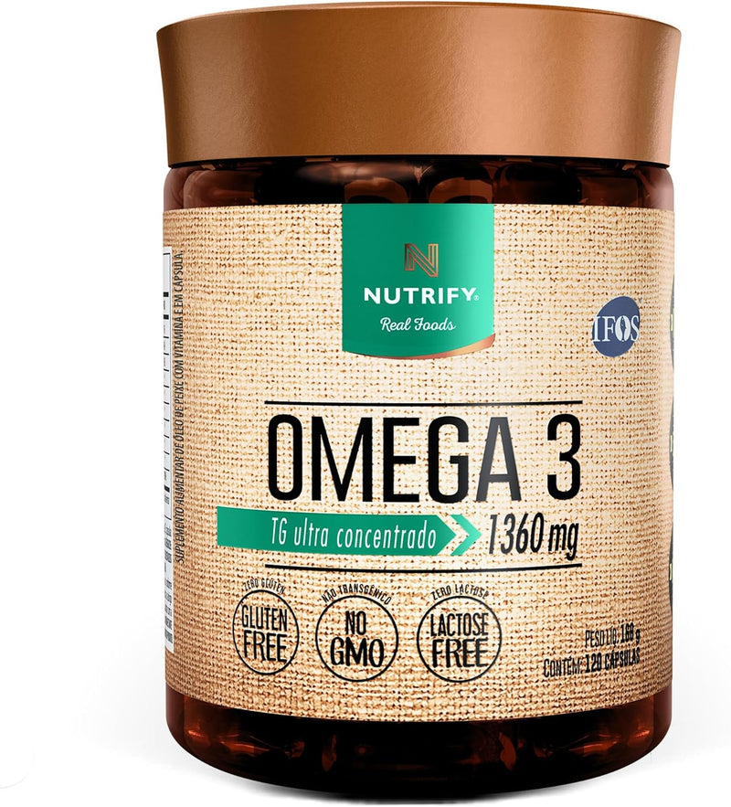 Ômega 3 TG Ultraconcentrado 1360mg Enriquecido com Vitamina E -Nutrify 120 Cápsulas