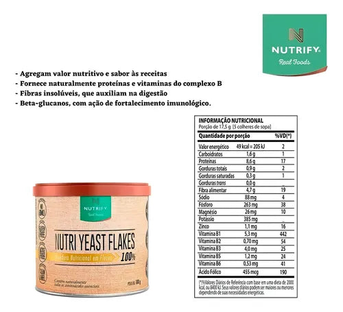 Nutri Yeast Flakes Nutrify 300g-Levedura Nutricional em Flocos