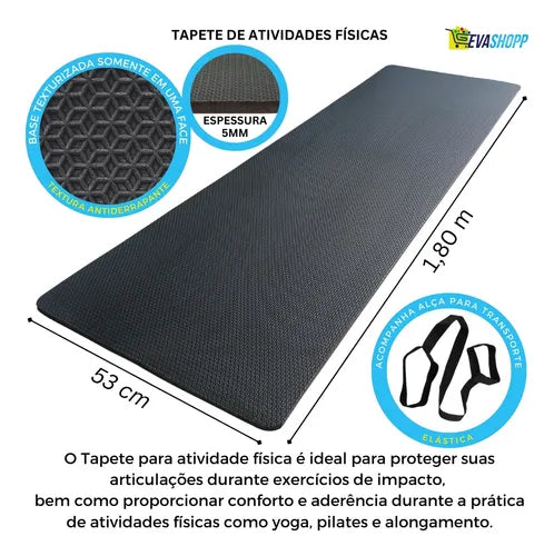 Esteira Para Yoga 1,80mx53cmx5mm